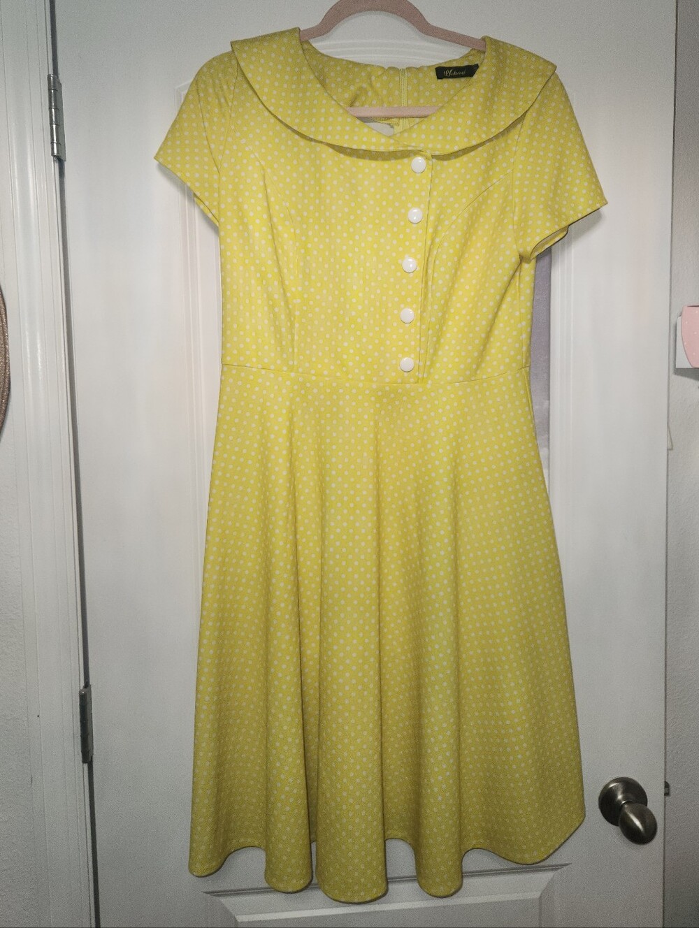 Vintage-Inspired Yellow Polka Dot Fit & Flare Dress
